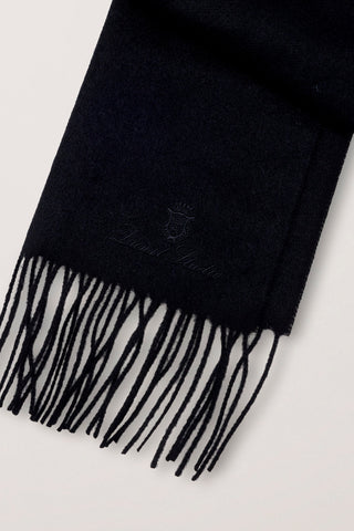 FRINGED CASHMERE MUFFLER BLACK