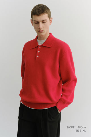 UNISEX CASHMERE COLLARED SWEATER RED