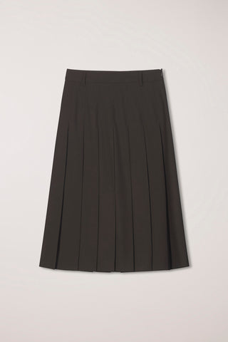 PLEATS LONG SKIRT BROWN