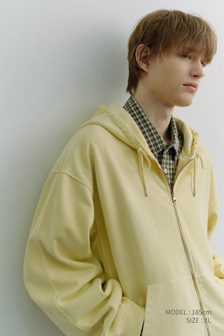 UNISEX GARMENT DYED ZIP-UP HOODIE VANILLA BUTTER
