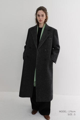 UNISEX LOOSE DOUBLE-BREASTED COAT CHARCOAL MELANGE