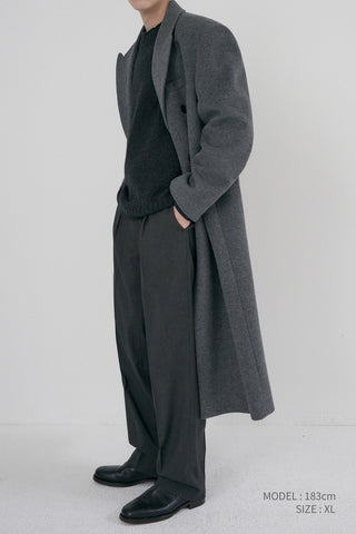 UNISEX TAILORED DOUBLE-BREASTED CASHMERE COAT MELANGE GREY