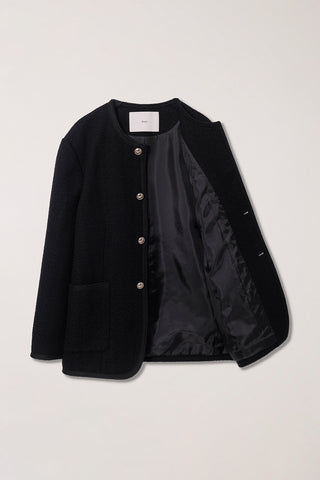 UNISEX COLLARLESS TWEED JACKET BLACK