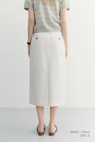 H-LINE COTTON LONG SKIRT OFF WHITE