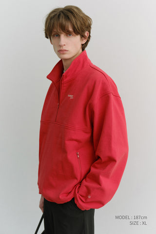 UNISEX RELAXED HALF ZIP-UP SWEATSHIRT RED