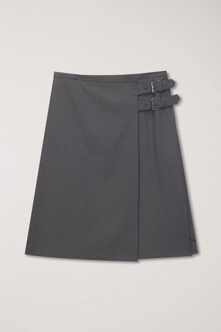 PLEATS MIDI SKIRT GREY