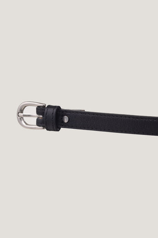D-BUCKLE THIN LEATHER BELT BLACK