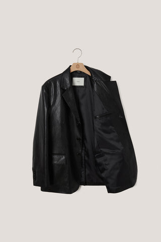 UNISEX 3 BUTTON ALTER-LEATHER BLAZER BLACK