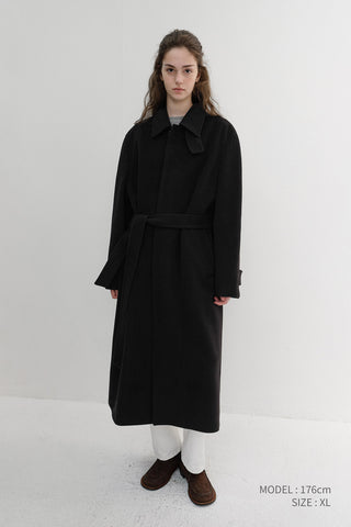UNISEX BELTED CASHMERE MAC COAT BLACK