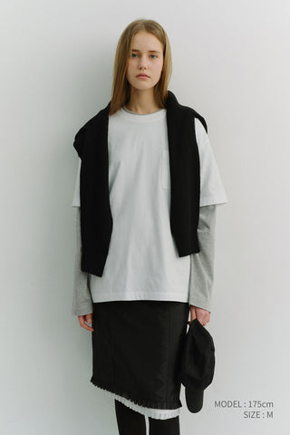 UNISEX LAYERED SET-UP T-SHIRT OFF WHITE MELANGE GREY