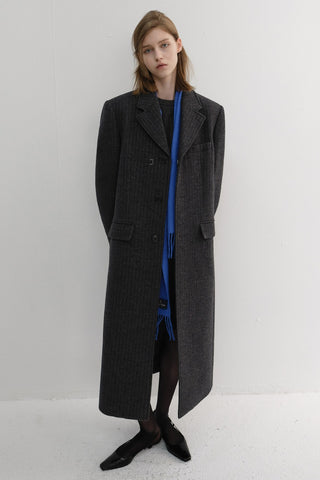 UNISEX 2-WAY 3 BUTTON COAT GREY STRIPE