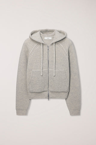 UNISEX HOODED KNIT CARDIGAN LIGHT MELANGE GREY