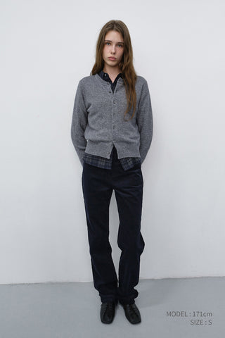 UNISEX CREWNECK KNIT CARDIGAN MELANGE GREY
