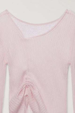 2-WAY SHIRRING KNIT TOP SOFT PINK