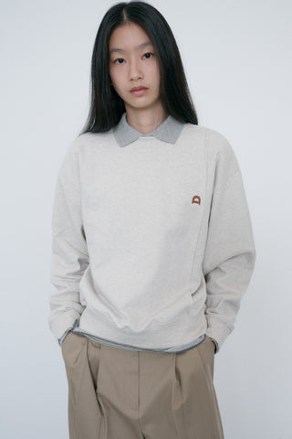 UNISEX DUNST LOGO CREASE SWEATSHIRT OATMEAL MELANGE