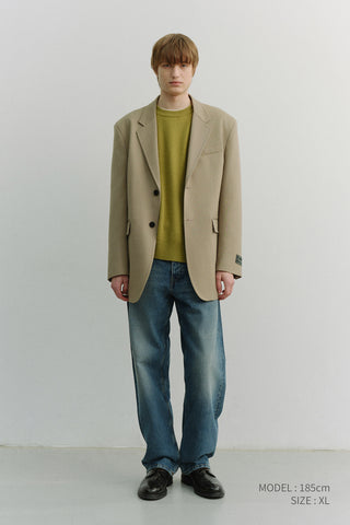 UNISEX OVERSIZED WOOL BLAZER CAMEL BEIGE