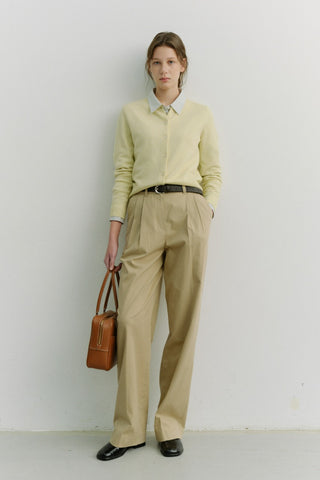 ESSENTIAL CREWNECK KNIT CARDIGAN LEMON