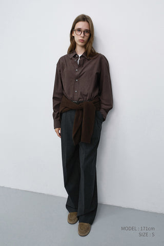 UNISEX REFINED COTTON SHIRT DARK BROWN