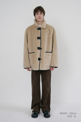 UNISEX REVERSIBLE SOFT SHEARLING HALF JACKET BLACK