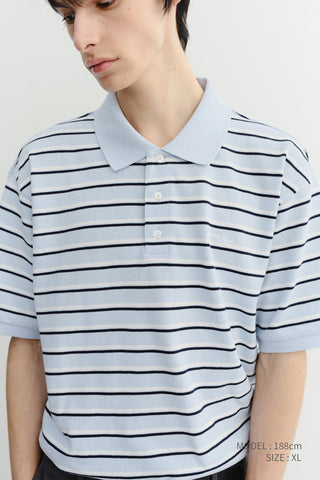 UNISEX STRIPED POLO SHIRT SOFT BLUE