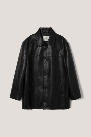 UNISEX ALTER-LEATHER HALF JACKET BLACK