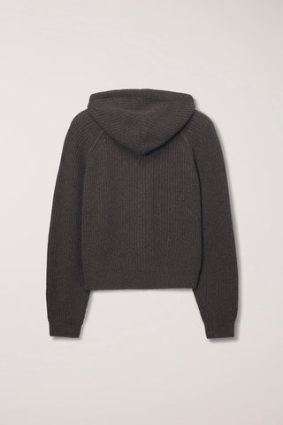 UNISEX HOODED KNIT CARDIGAN BROWN