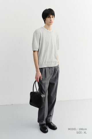 UNISEX LINEN CREWNECK KNIT MELANGE GREY