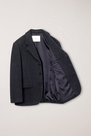 UNISEX 3 BUTTON WOOL BLAZER CHARCOAL GREY
