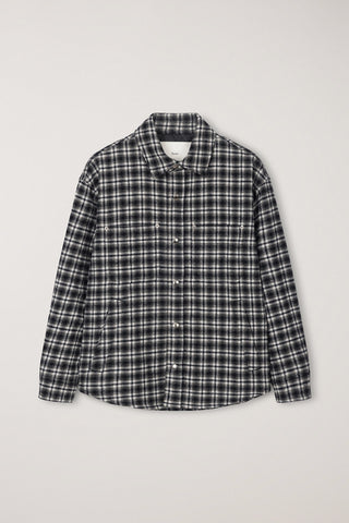 UNISEX QUILTED FLANNEL SHIRT BLACK CHECK