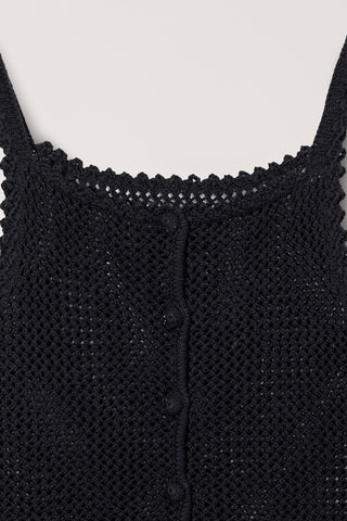 CROCHET BUSTIER KNIT TOP BLACK