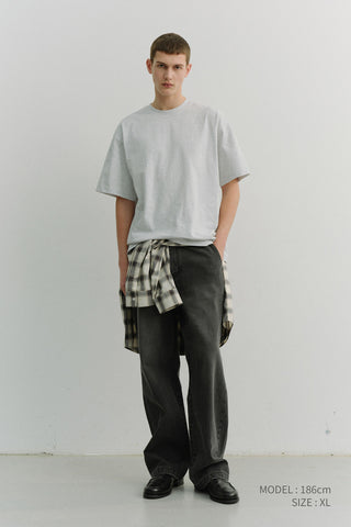 UNISEX LOOSE T-SHIRT LIGHT MELANGE GREY