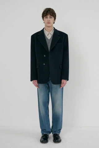 UNISEX LAYERED CASHMERE BLAZER NAVY