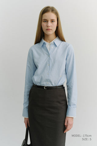 2-WAY ESSENTIAL STRIPED SHIRT SOFT BLUE STRIPE