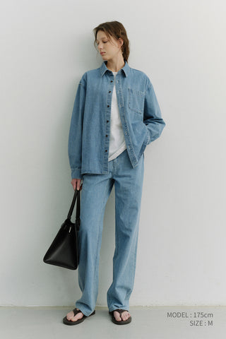 UNISEX OVERSIZED DENIM SHIRT LIGHT BLUE