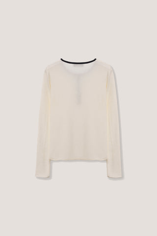 BUTTONED ROUND-NECK KNIT TOP CREAM