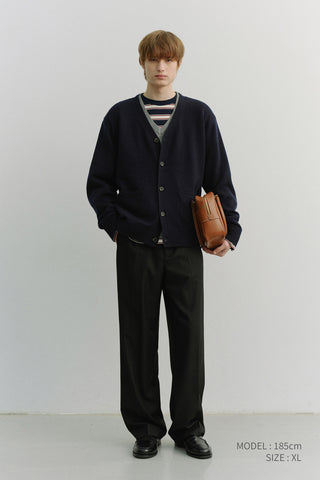 UNISEX BOYFRIEND KNIT CARDIGAN DARK NAVY