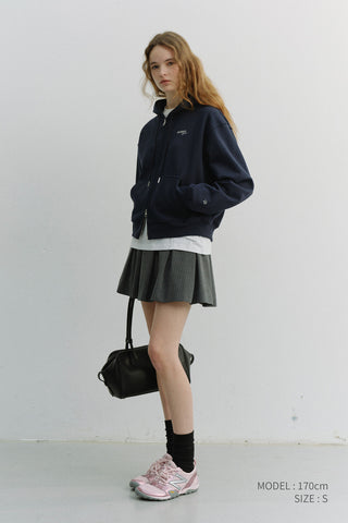 UNISEX CROPPED ZIP-UP HOODIE NAVY