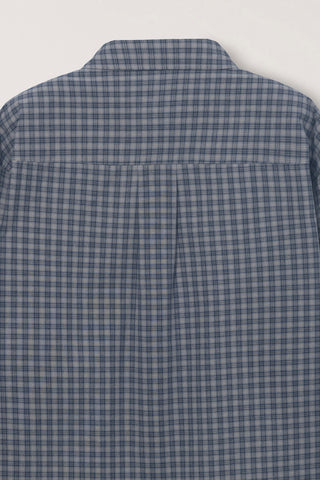 UNISEX CROPPED CHECKED SHIRT NAVY CHECK