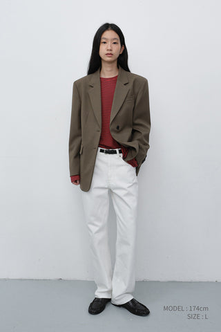 ESSENTIAL 2 BUTTON WOOL BLAZER MOCHA BROWN