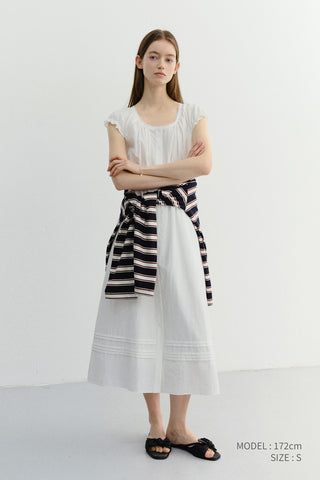 SLEEVELESS SHIRRING DRESS WHITE