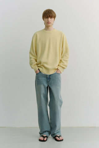 UNISEX BUTTONED CREWNECK SWEATER BUTTER