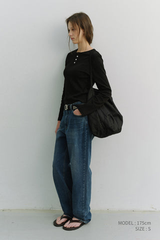 UNISEX HENLEY-NECK T-SHIRT BLACK
