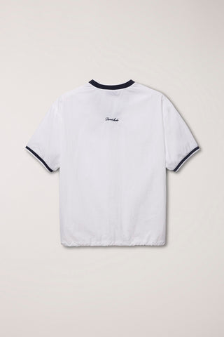 UNISEX V-NECK WOVEN TOP WHITE