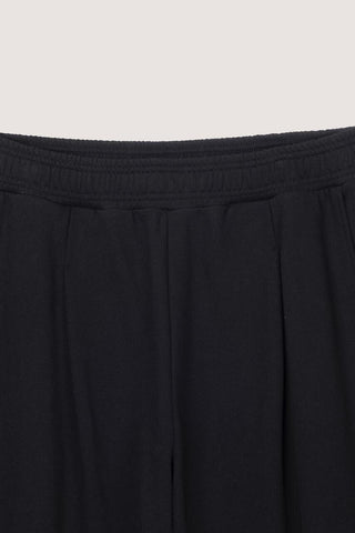 UNISEX LEATHER LOGO WIDE SWEAT PANTS BLACK