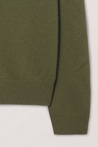 UNISEX CASHMERE V-NECK SWEATER OLIVE GREEN