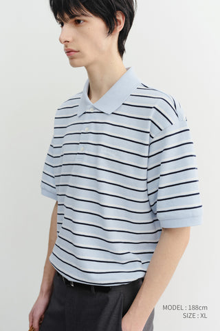 UNISEX STRIPED POLO SHIRT SOFT BLUE