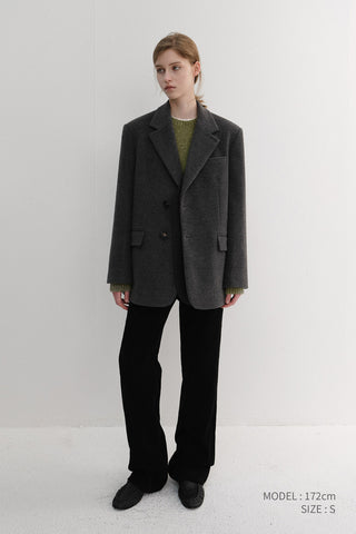 UNISEX LAYERED CASHMERE BLAZER CHARCOAL GREY