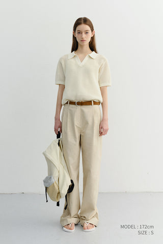 SUMMER DOUBLE PLEATED CHINO SLACKS BEIGE