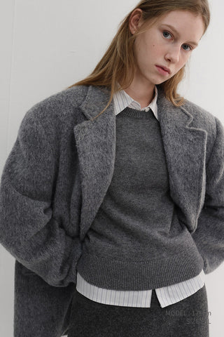 UNISEX ALPACA BLAZER COAT MELANGE GREY