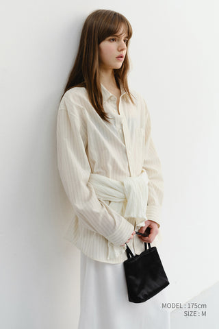 UNISEX CLASSIC STRIPED BD OVERSHIRT BEIGE